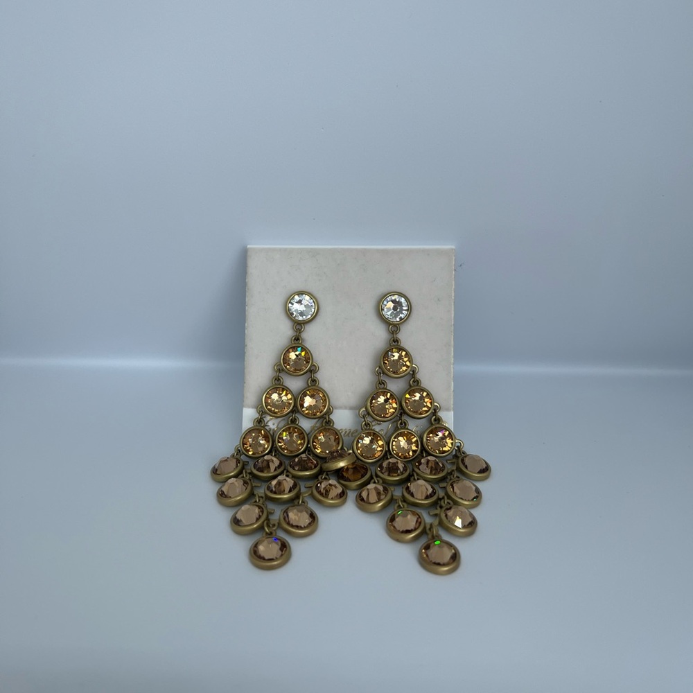 Fifth Avenue Collection Earrings Copper SWAROVSKI CRYSTAL 14k gold posts NWT